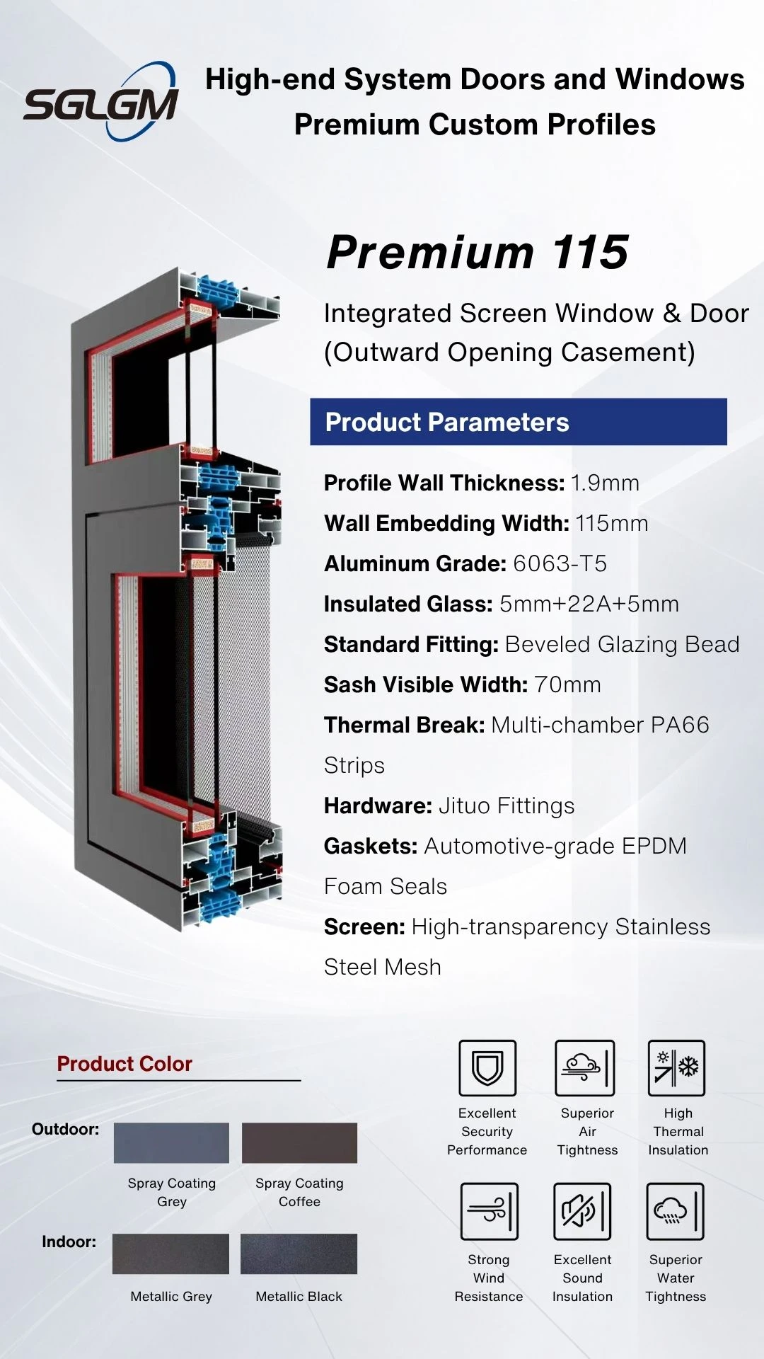 Premium 115 Integrated Screen Window & Door (Outward Opening Casement) Premium 115 Integrated Screen Window & Door (Outward Opening Casement)
